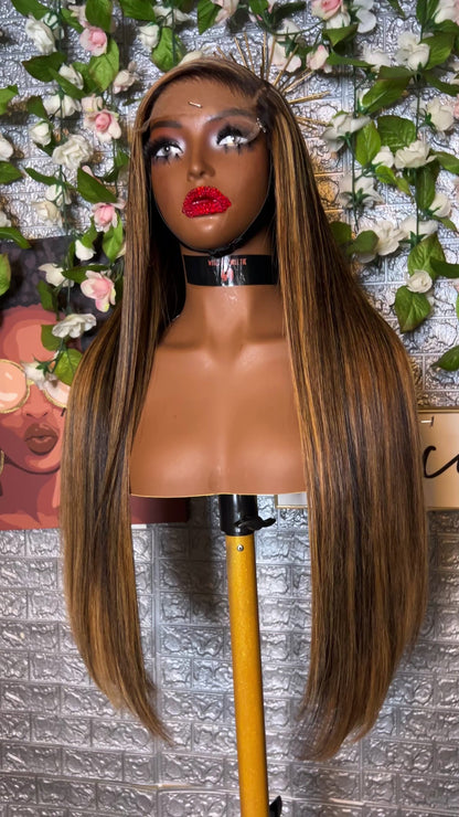 Honey Brown Straight Wig – 5x5 HD Lace Closure | 24”